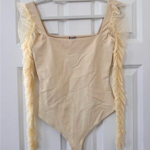 NWT Intimately FP Cream Bodysuit with Ruffles